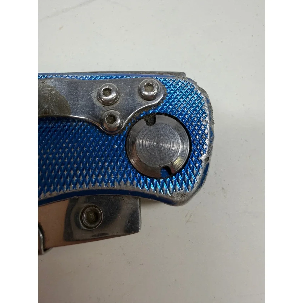 Sheffield Folding Utility Knife Blue Textured Aluminum Handle Pocket Clip